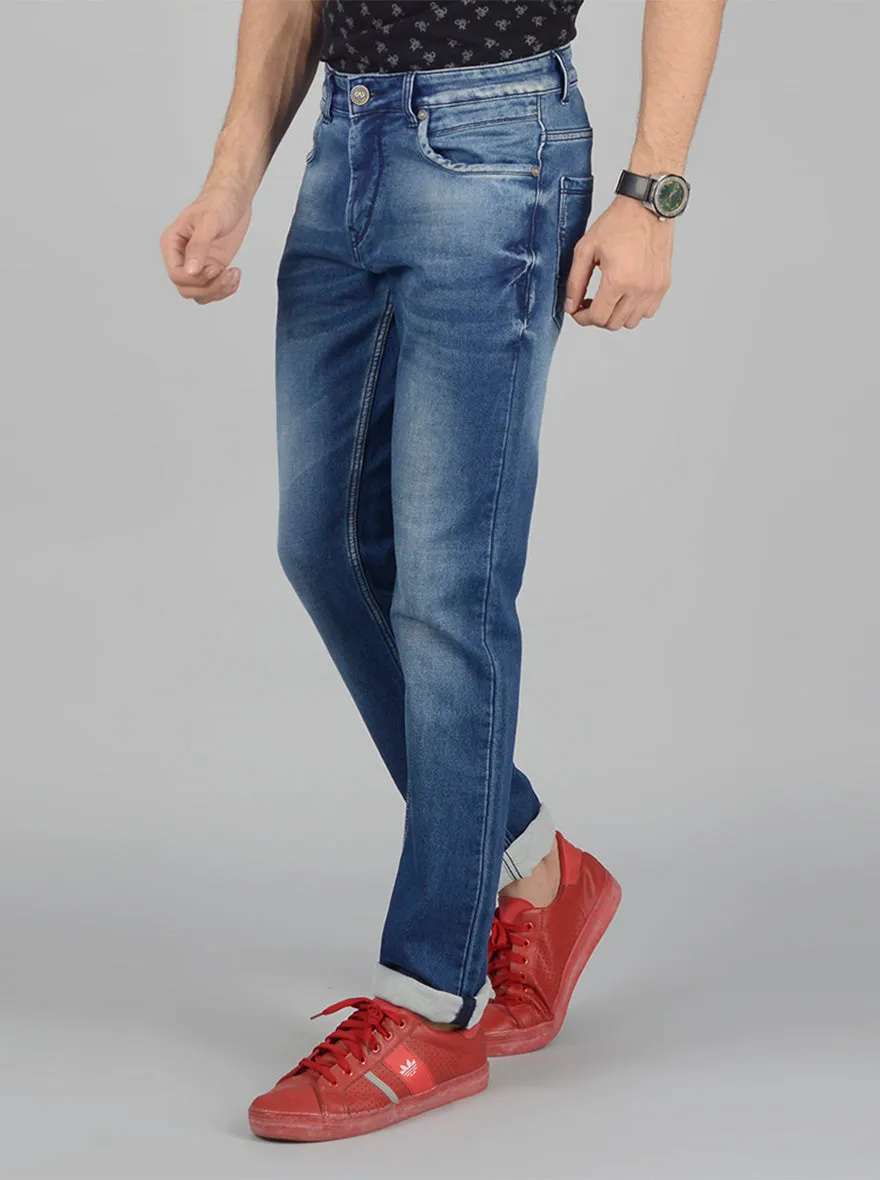 Dark Blue Washed Straight Fit Jeans | JadeBlue