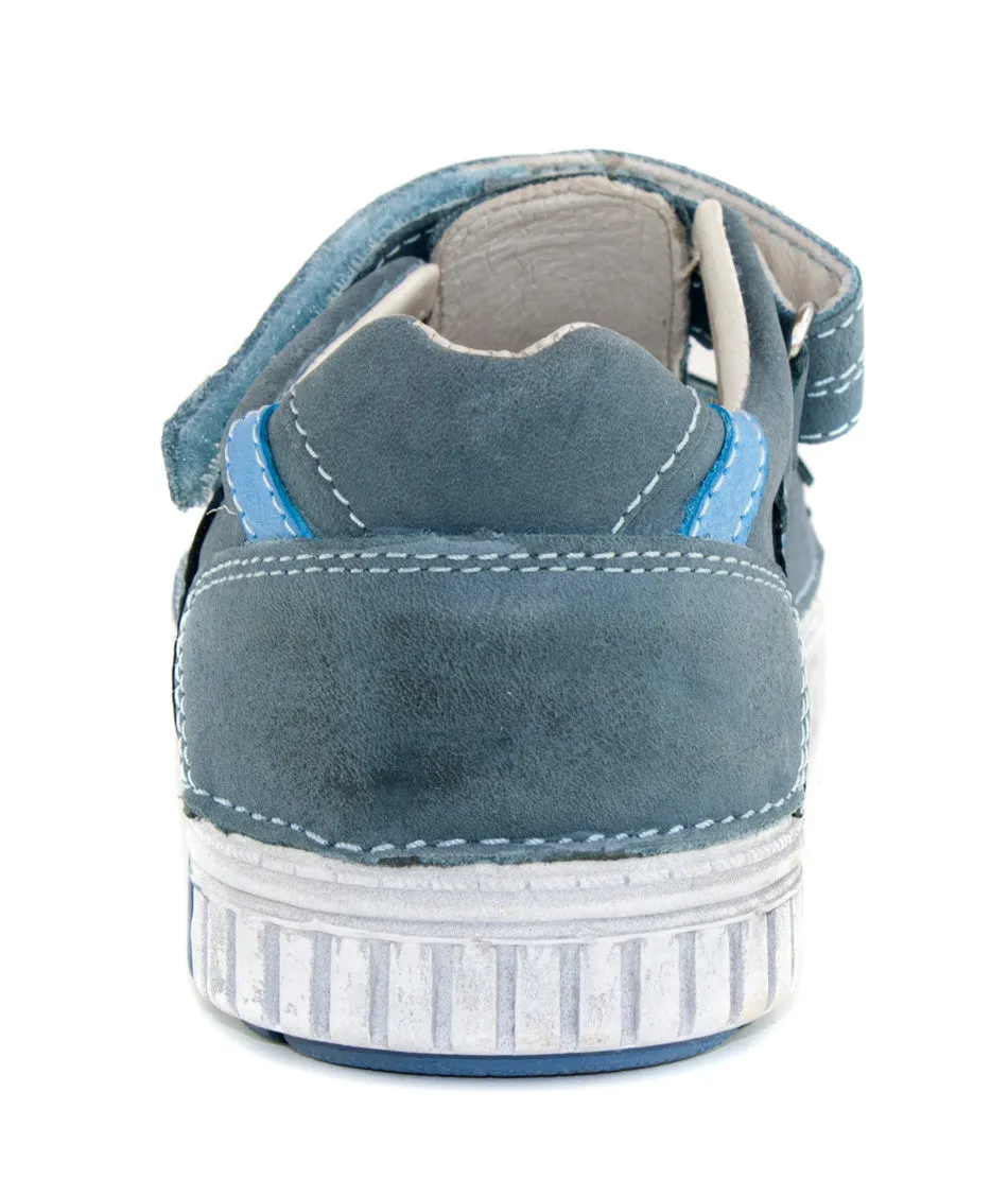 D.D. Step big kid double strap boy sandals/open shoes blue with blue stripe size US 13-4