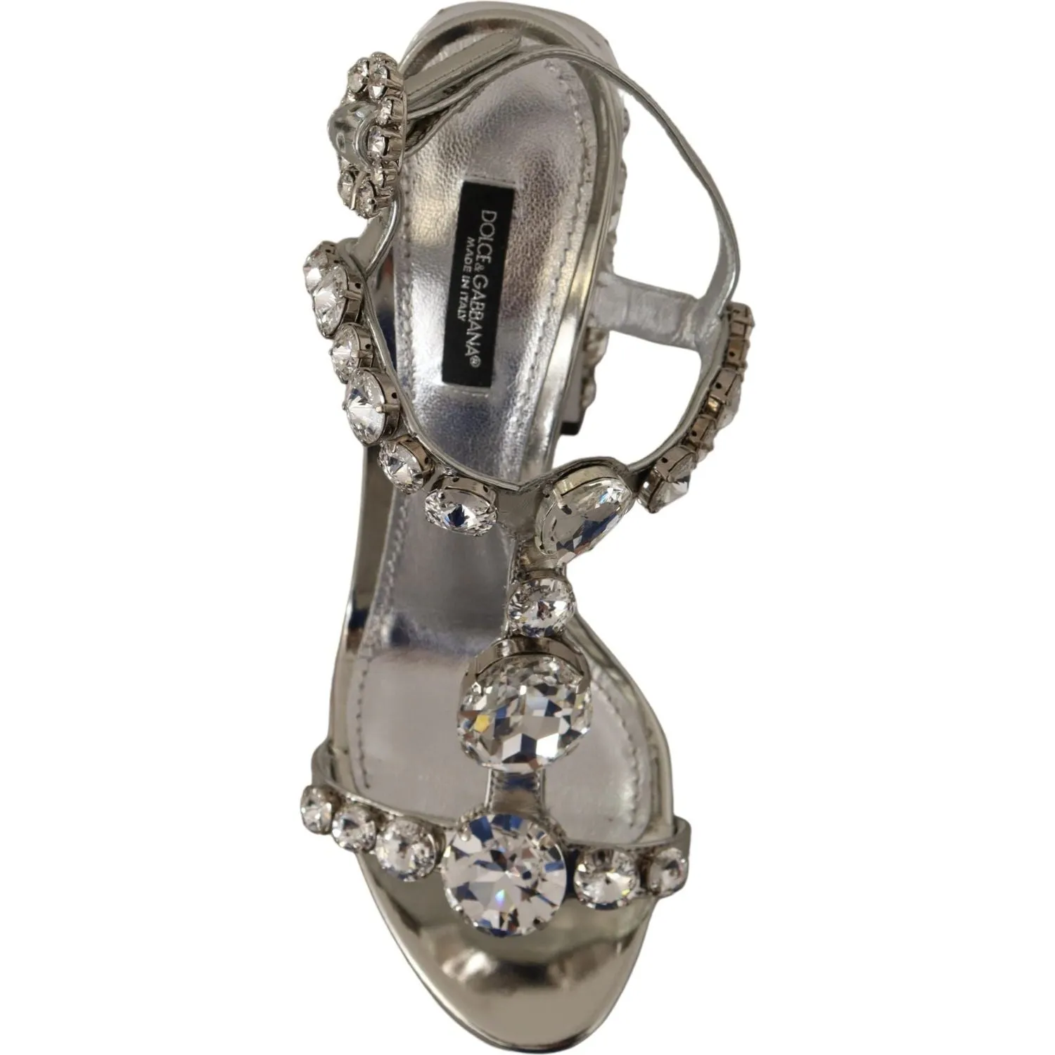 Dolce & Gabbana Crystal-Embellished Silver Leather Pumps