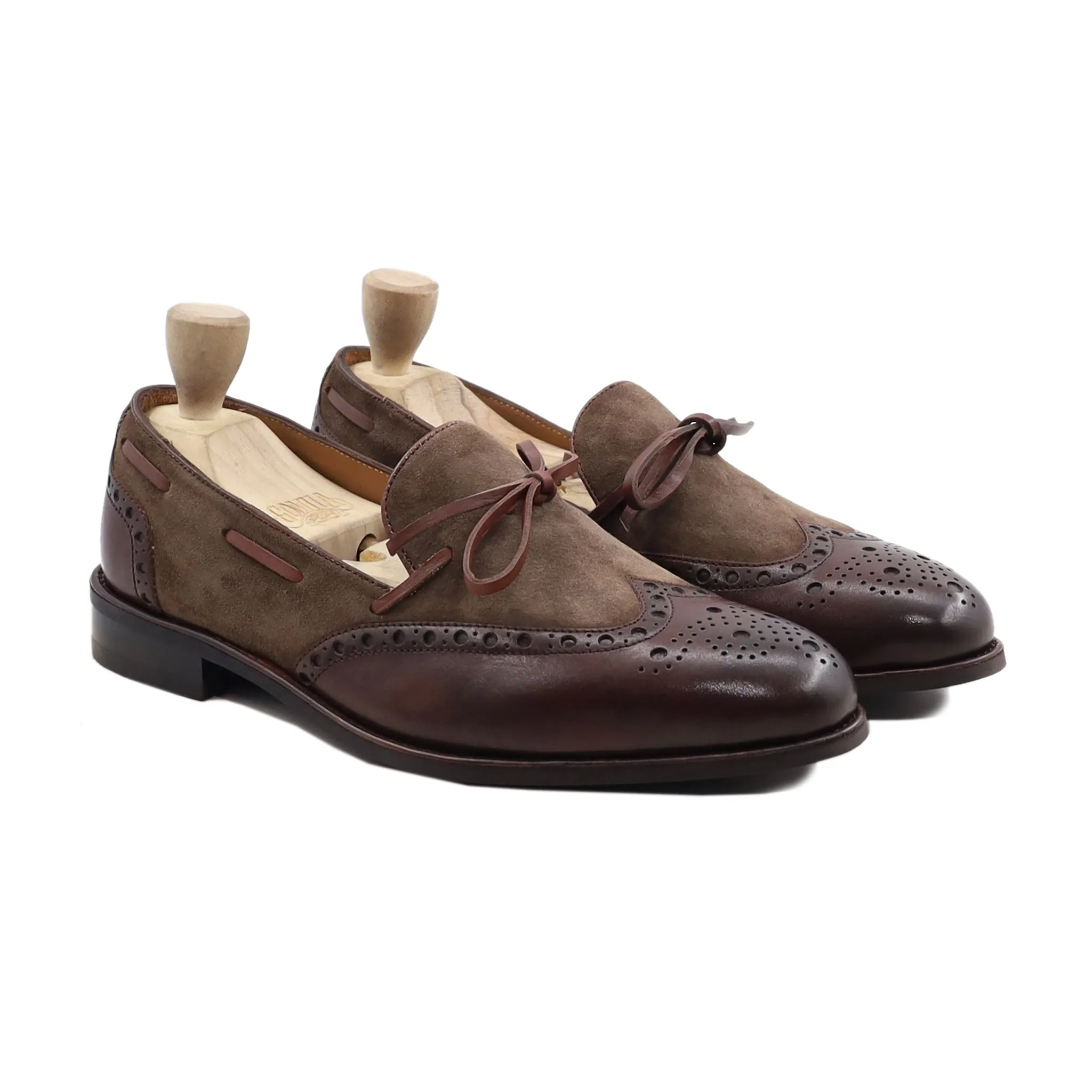 Dubnion - Men's Brown Calf Leather and Kid Suede Loafer