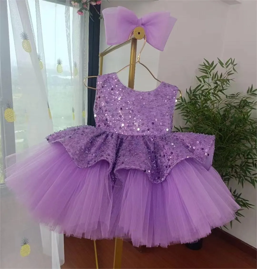 Elegant flower Dress Feather Baby Wedding party Princess dress Colors can customized