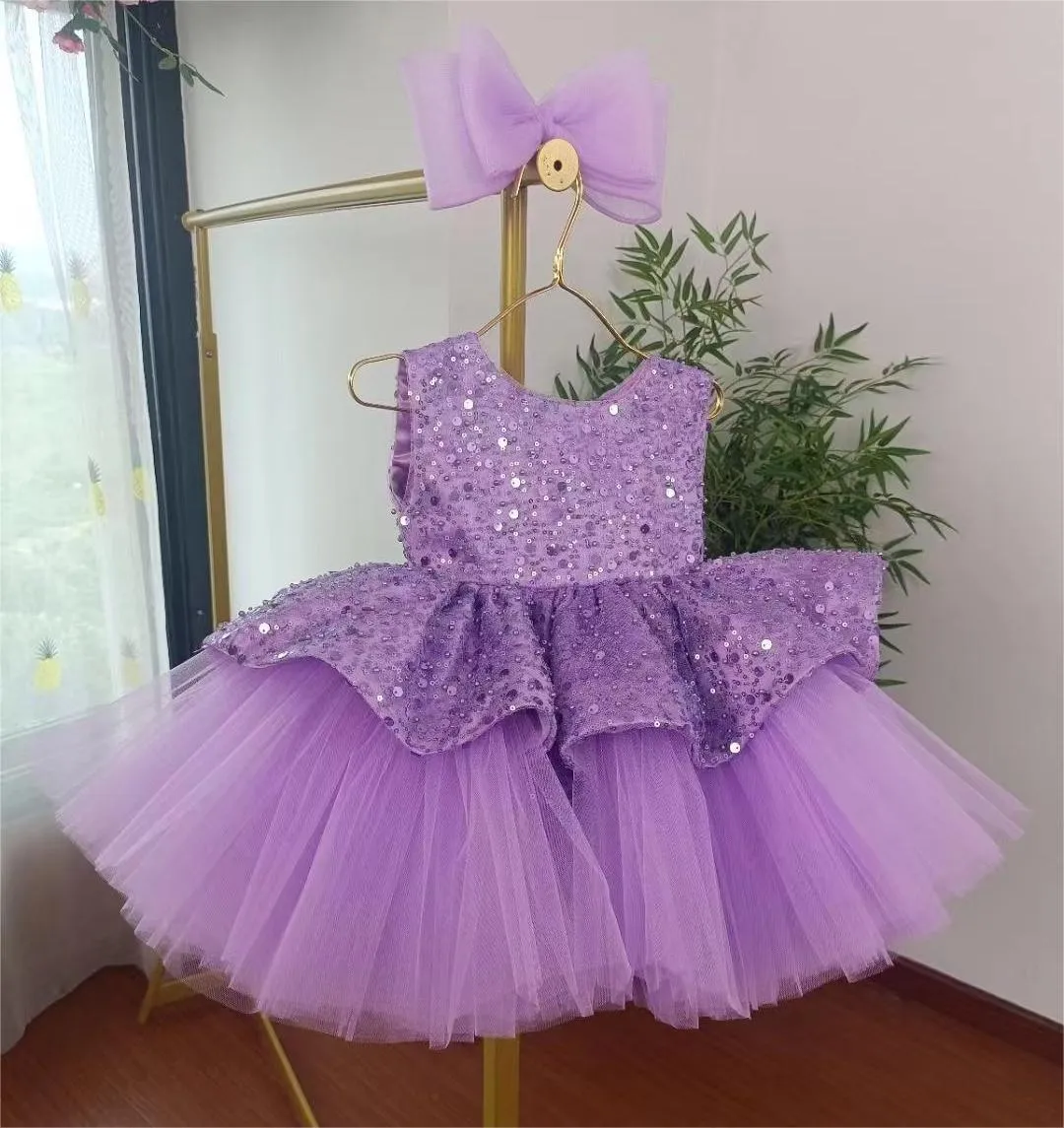 Elegant flower Dress Feather Baby Wedding party Princess dress Colors can customized