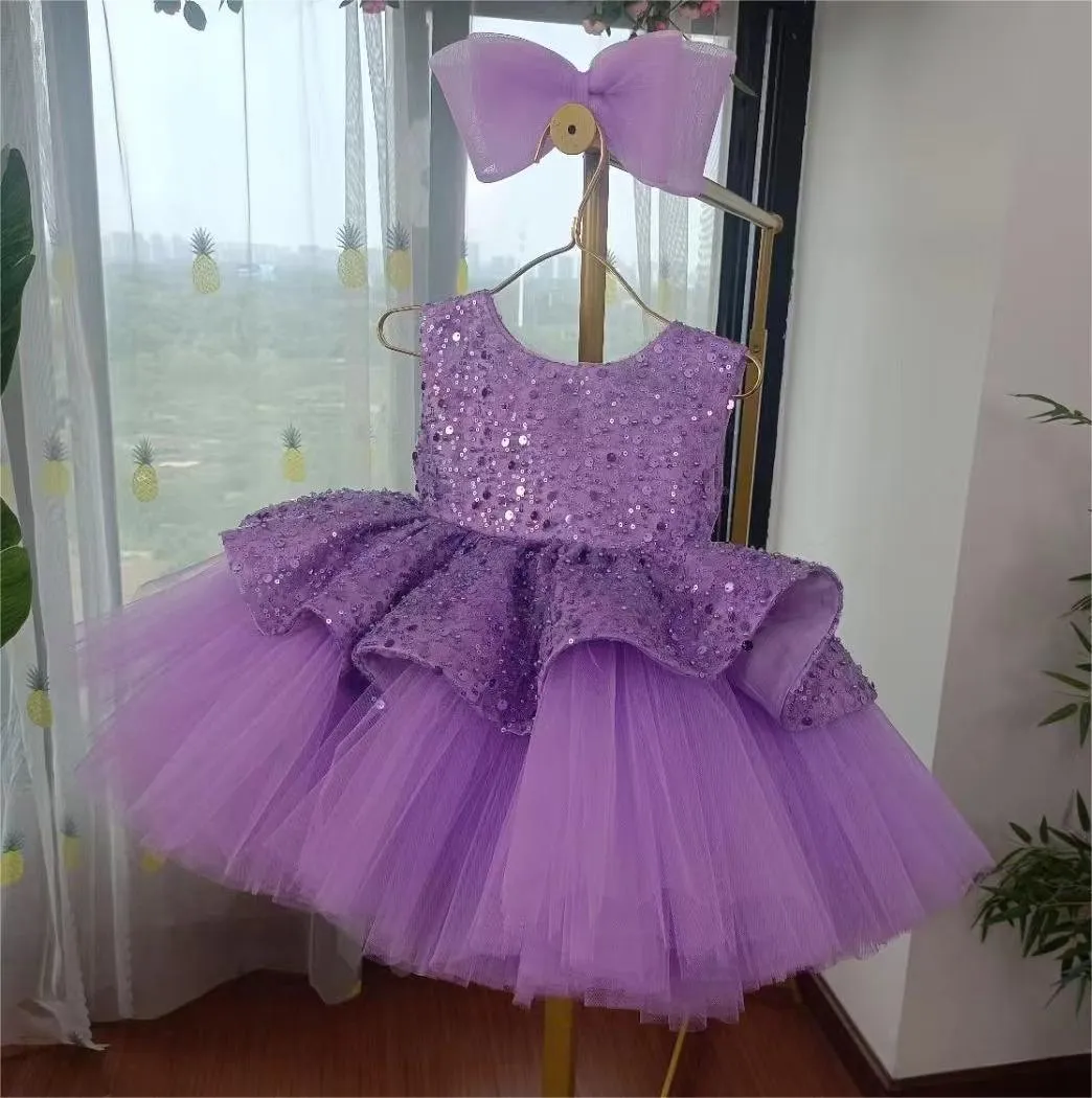 Elegant flower Dress Feather Baby Wedding party Princess dress Colors can customized