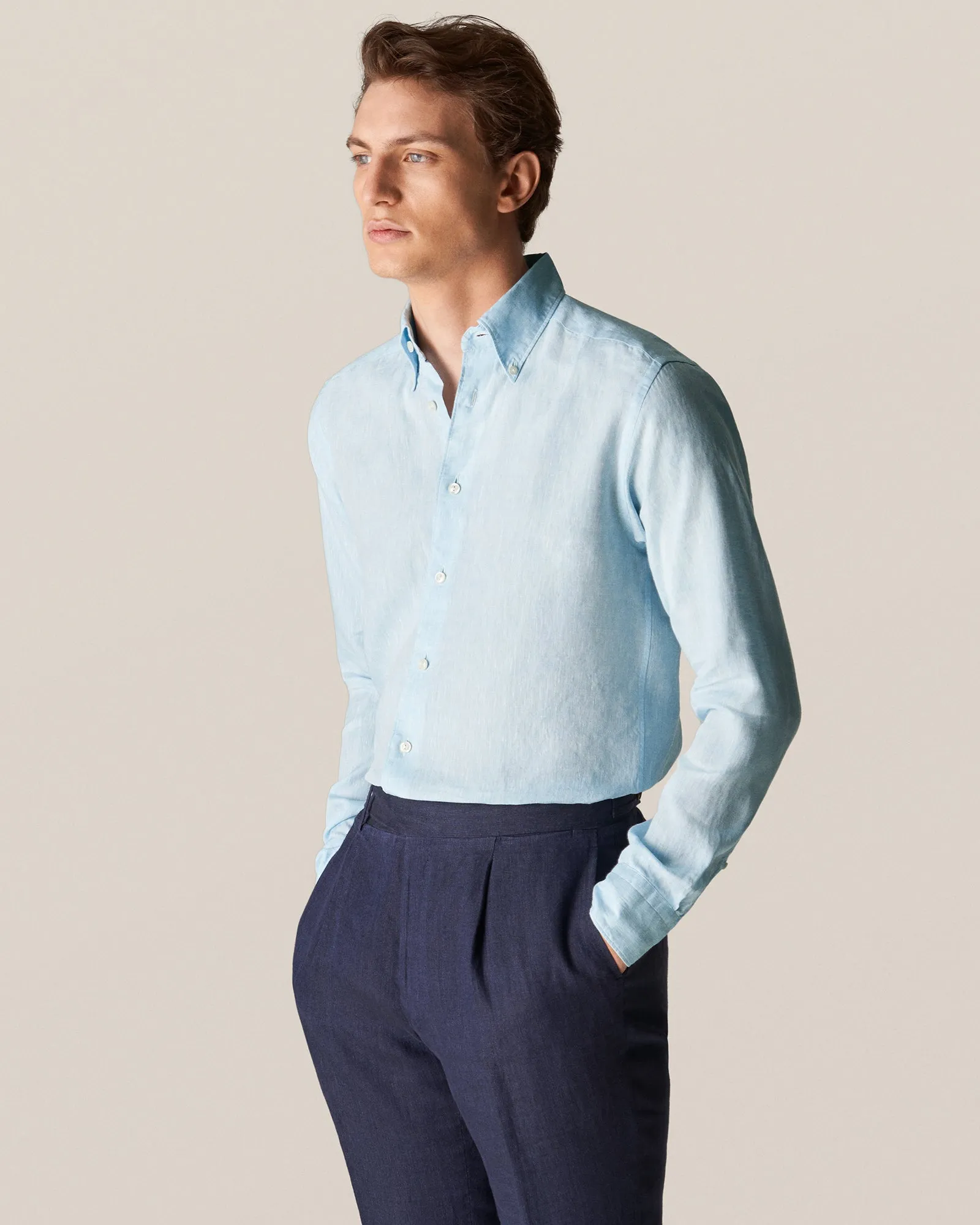 ETON 10000321822 SKY SLIM LINEN SC SHIRT