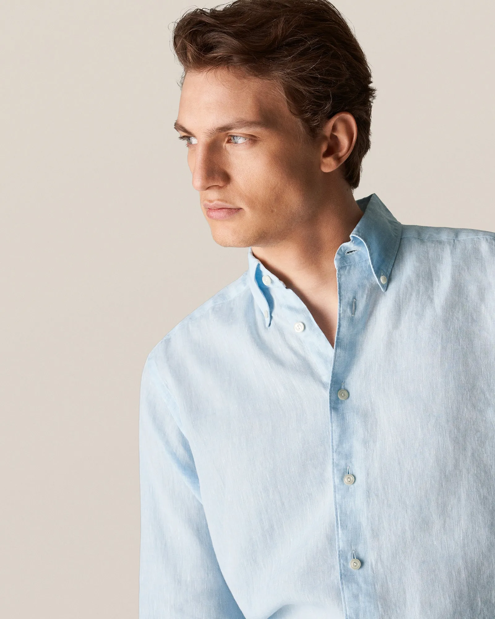 ETON 10000321822 SKY SLIM LINEN SC SHIRT