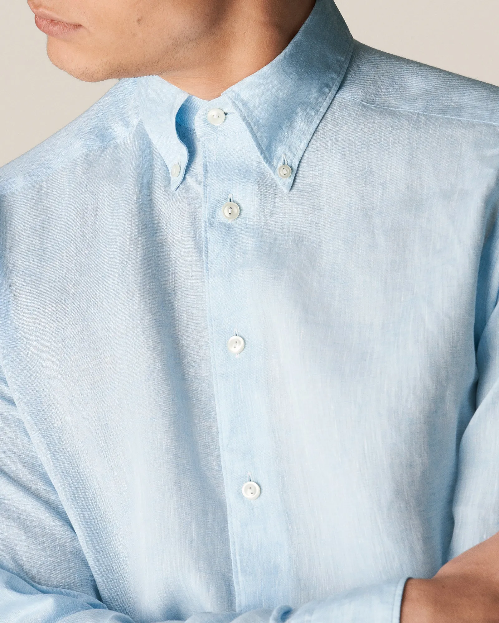 ETON 10000321822 SKY SLIM LINEN SC SHIRT