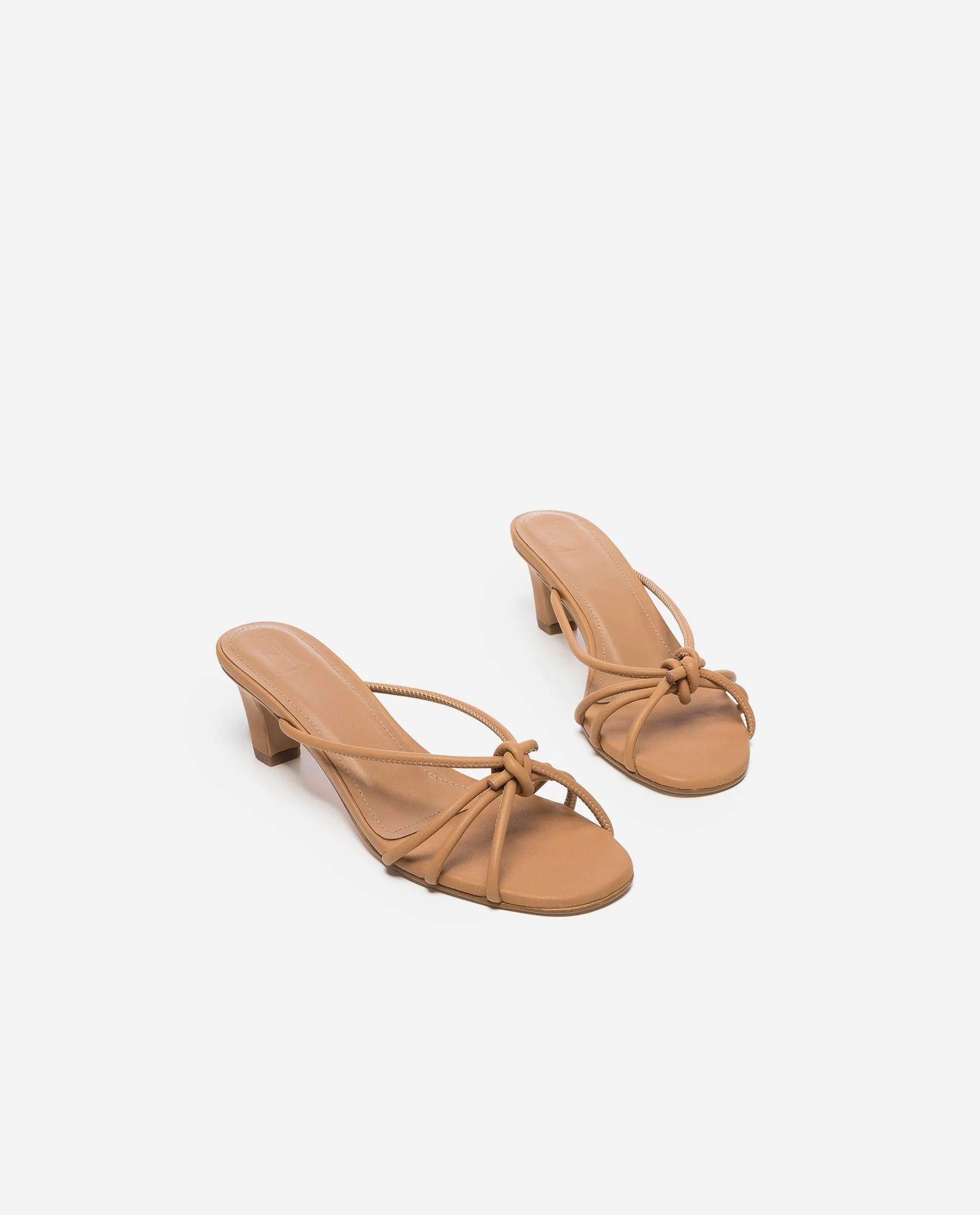 Eunice Leather Cognac Heeled Sandals