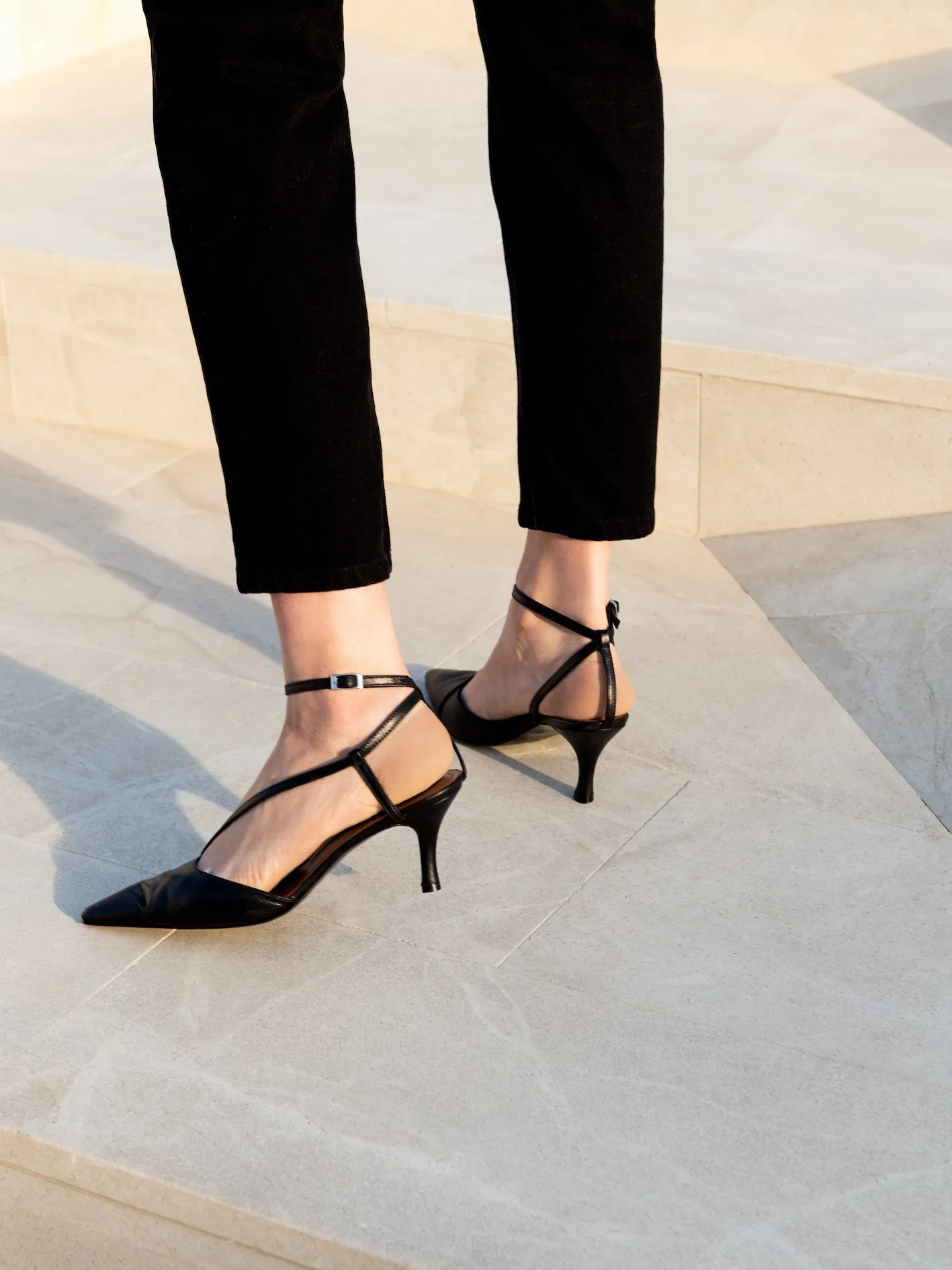 Fay Leather Black Heeled Shoes