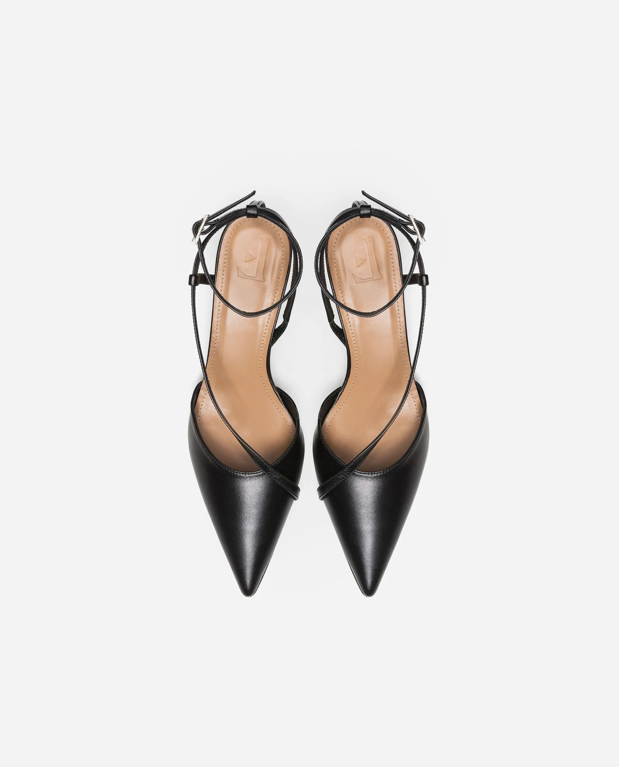 Fay Leather Black Heeled Shoes