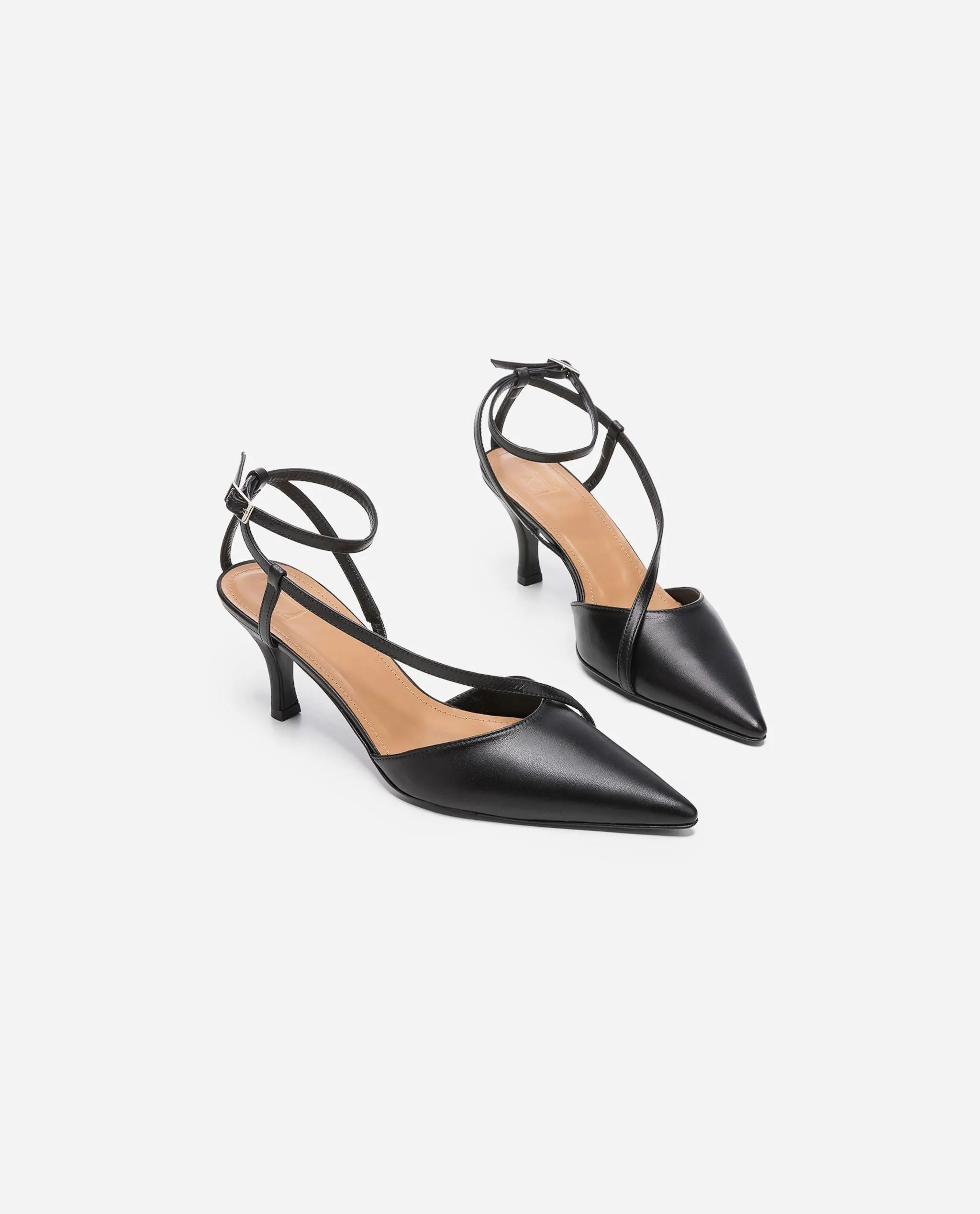 Fay Leather Black Heeled Shoes