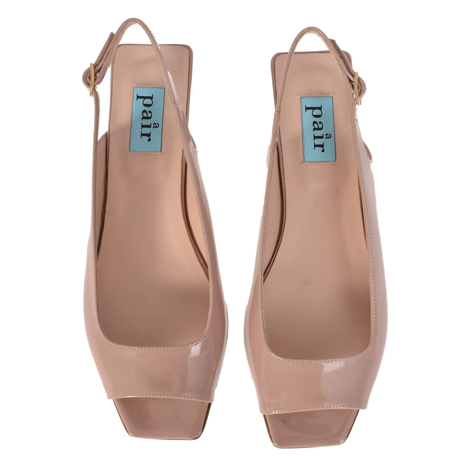 Flat Square Beige Sling Back Shoes