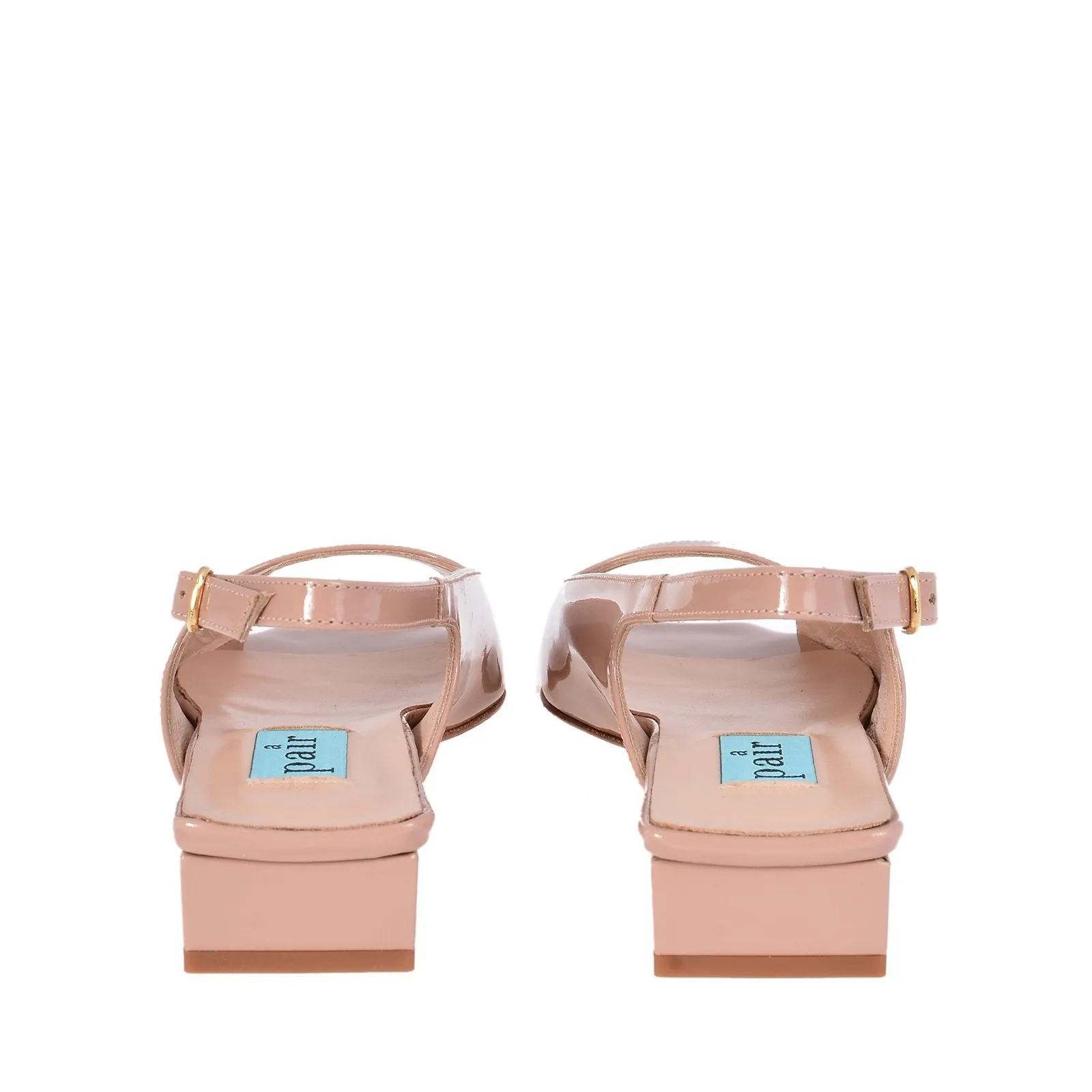 Flat Square Beige Sling Back Shoes