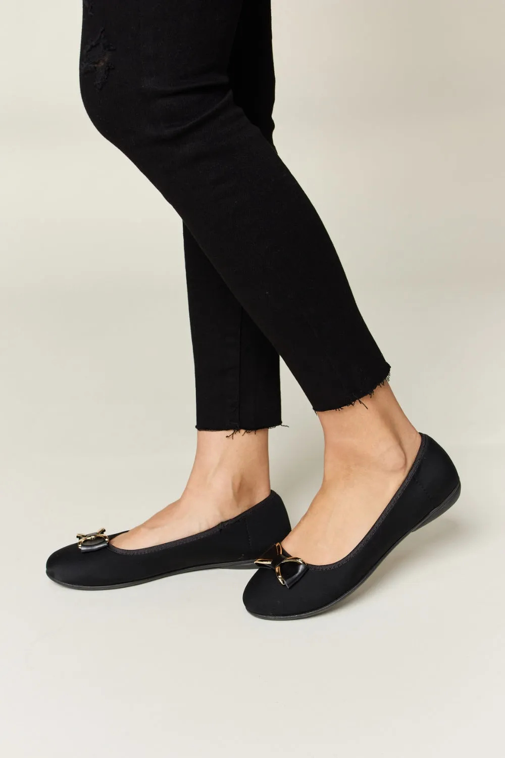 Fraya Metal Buckle Flat Loafers