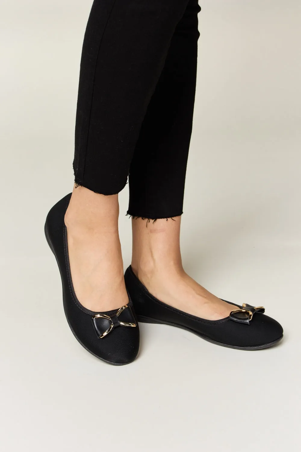 Fraya Metal Buckle Flat Loafers