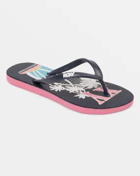 Girls 4-16 Viva Stamp Sandals - Baja Blue/Crazy Pink