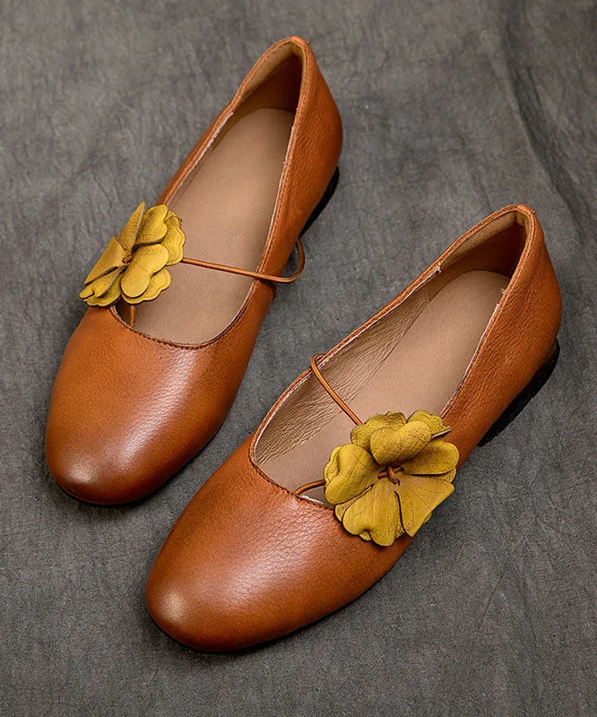 Handmade Coffee Cowhide Leather Penny Loafers Splicing Floral