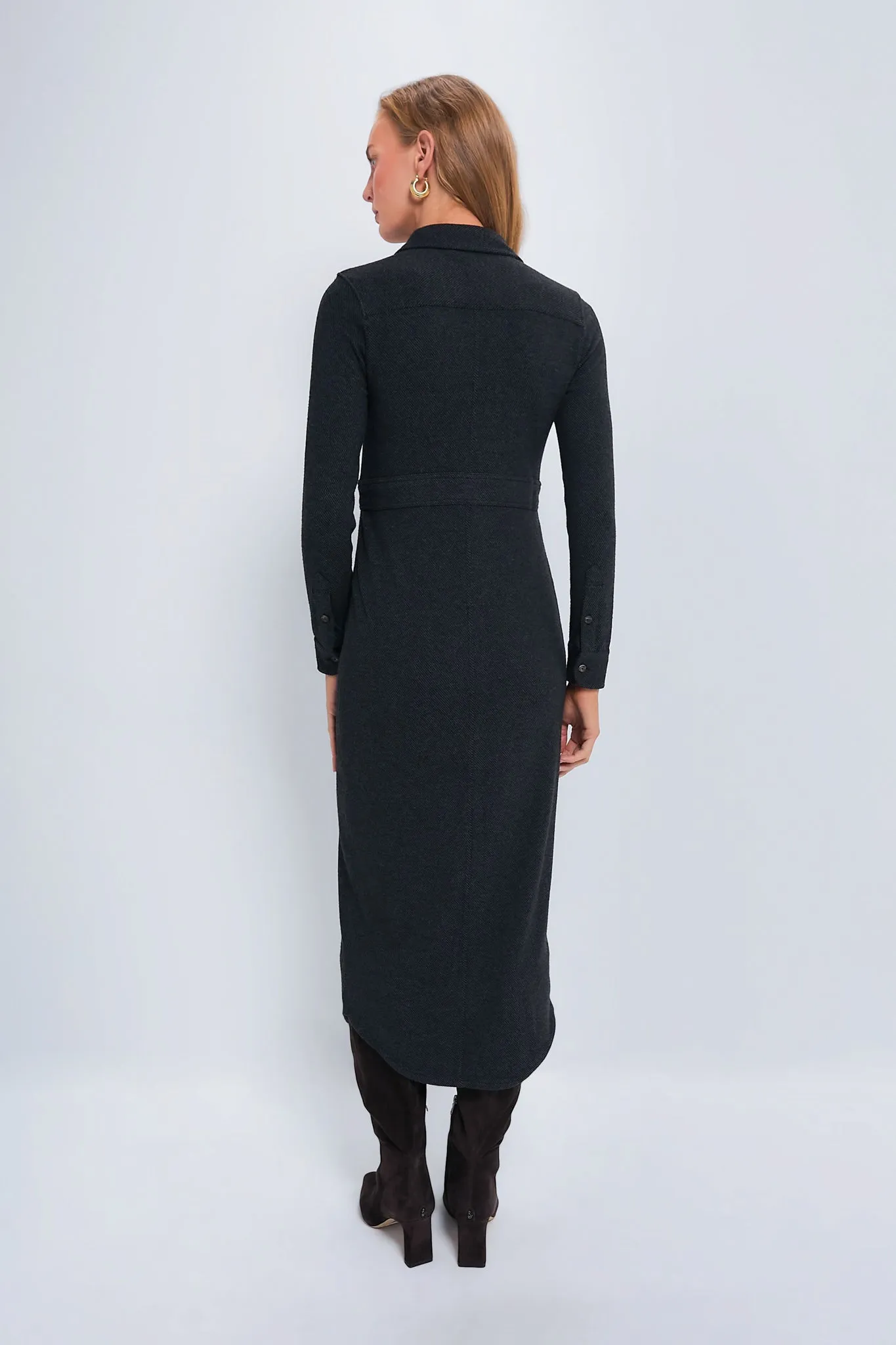 Heathered Black Twill Legend Sweater Maxi Dress