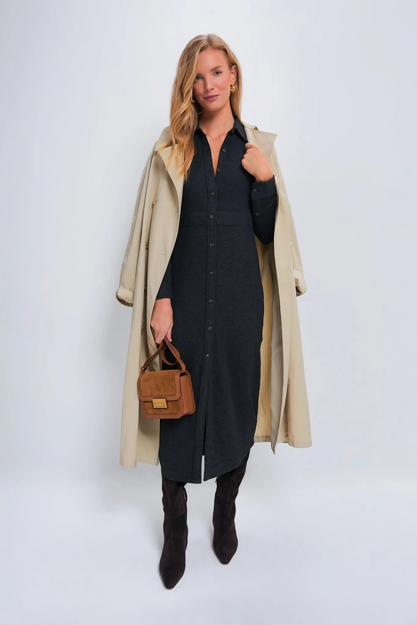 Heathered Black Twill Legend Sweater Maxi Dress