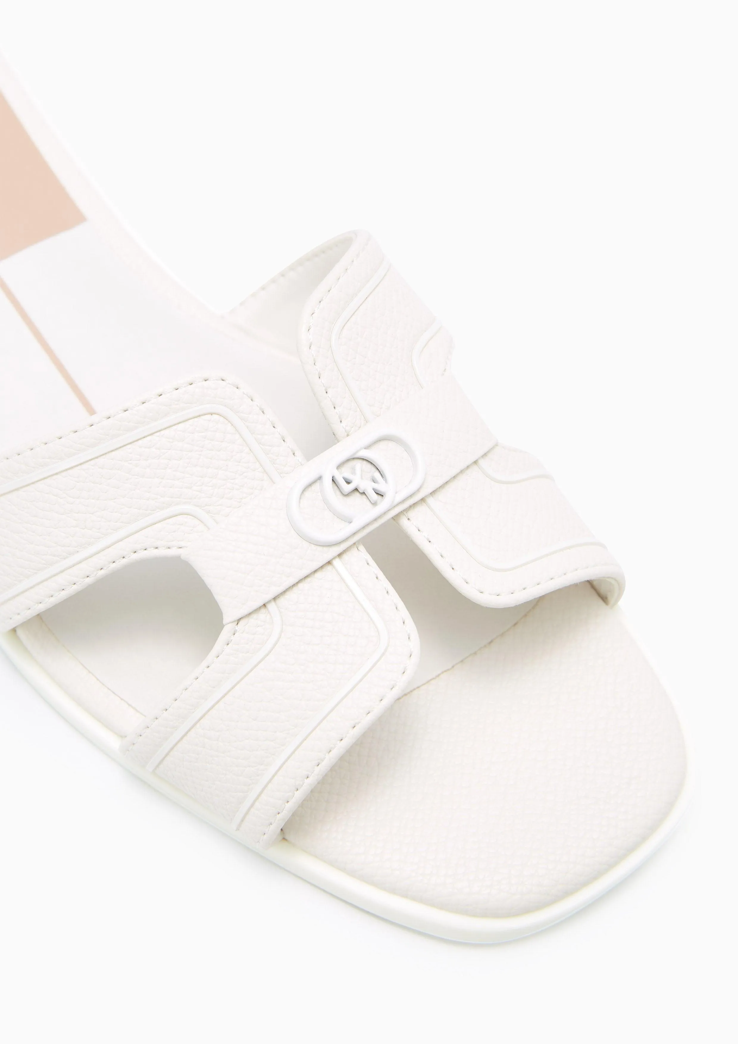 Hey Monotone Flat Sandals White