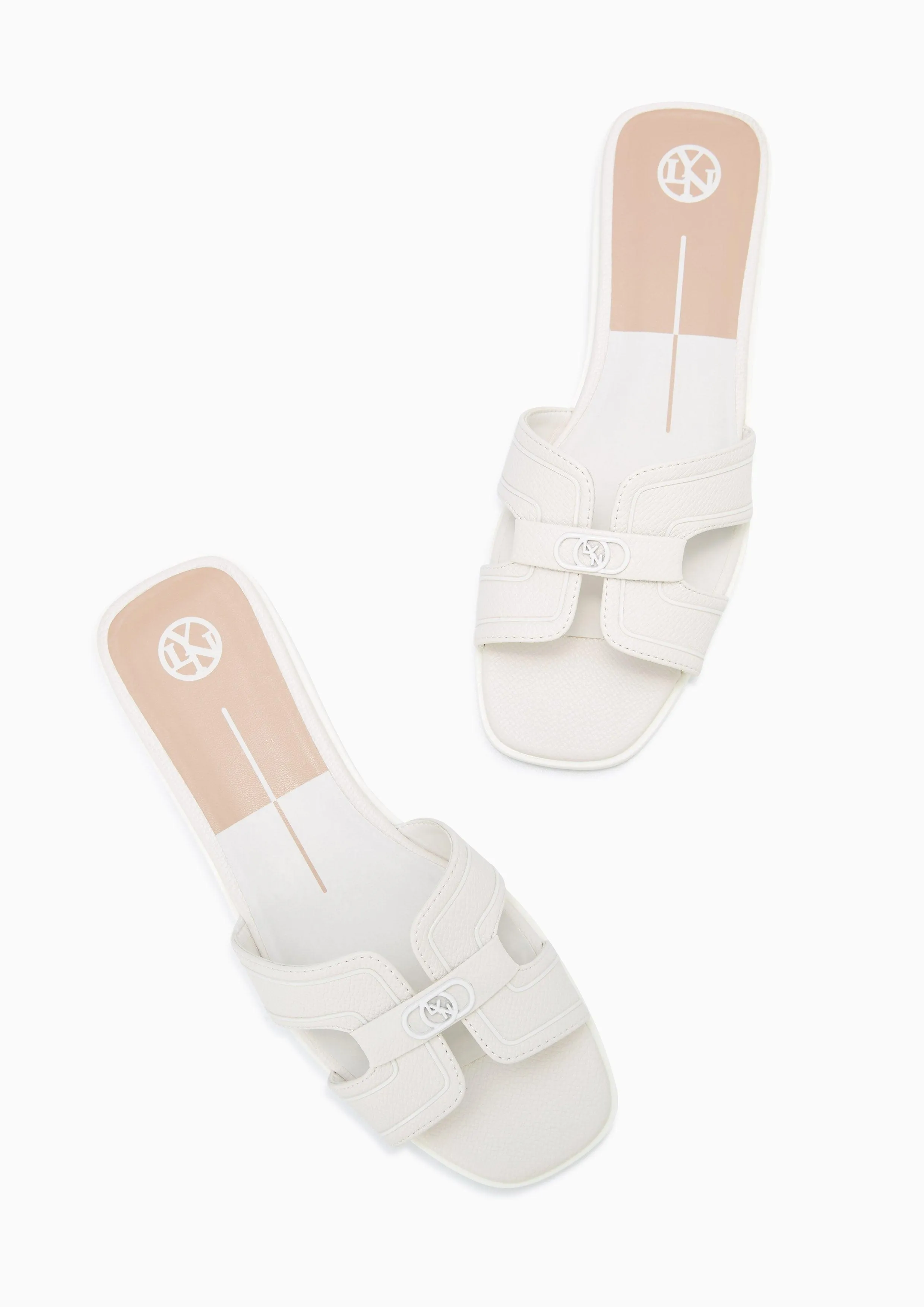 Hey Monotone Flat Sandals White