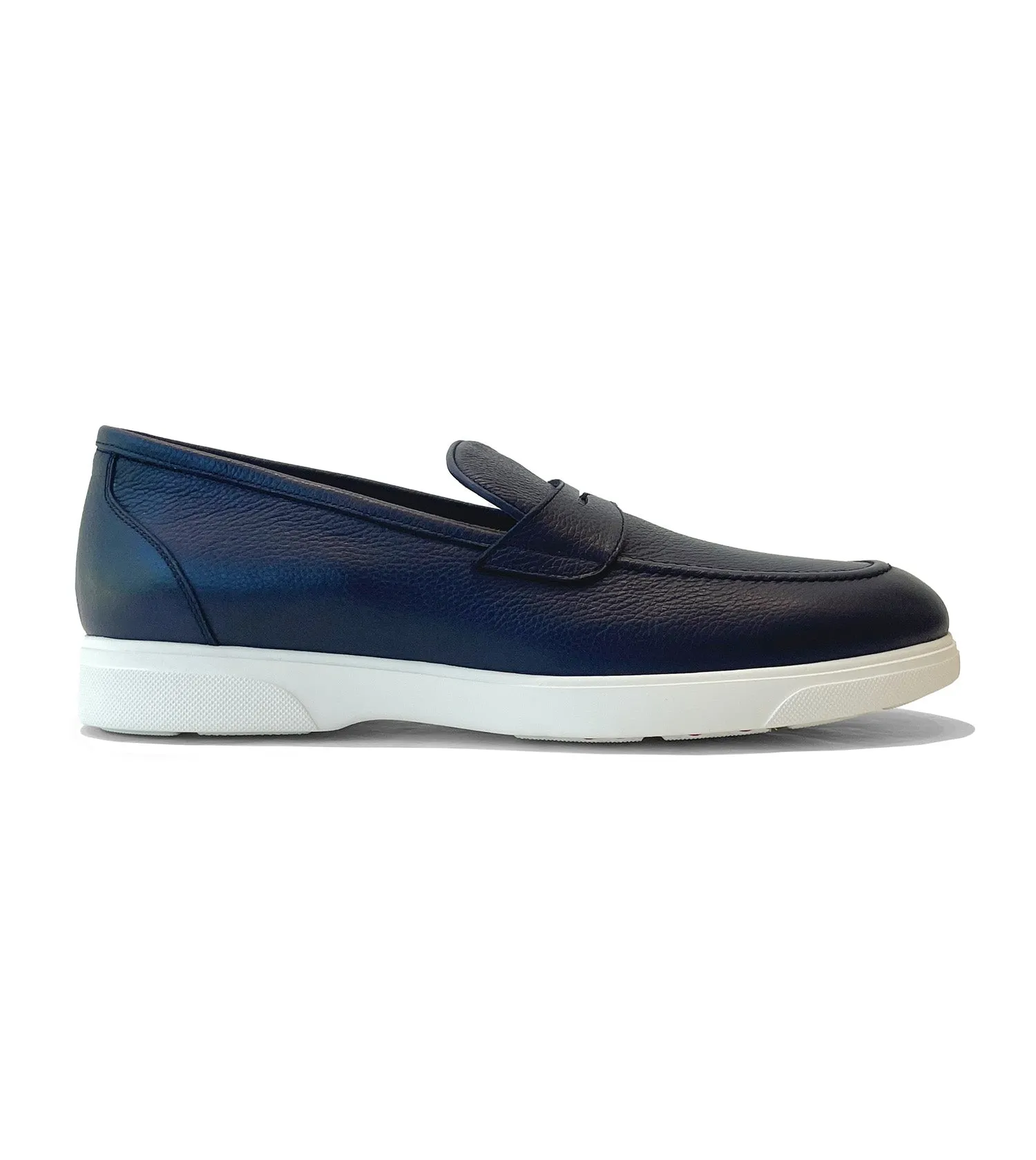 KITON Navy Pebble Leather Loafer