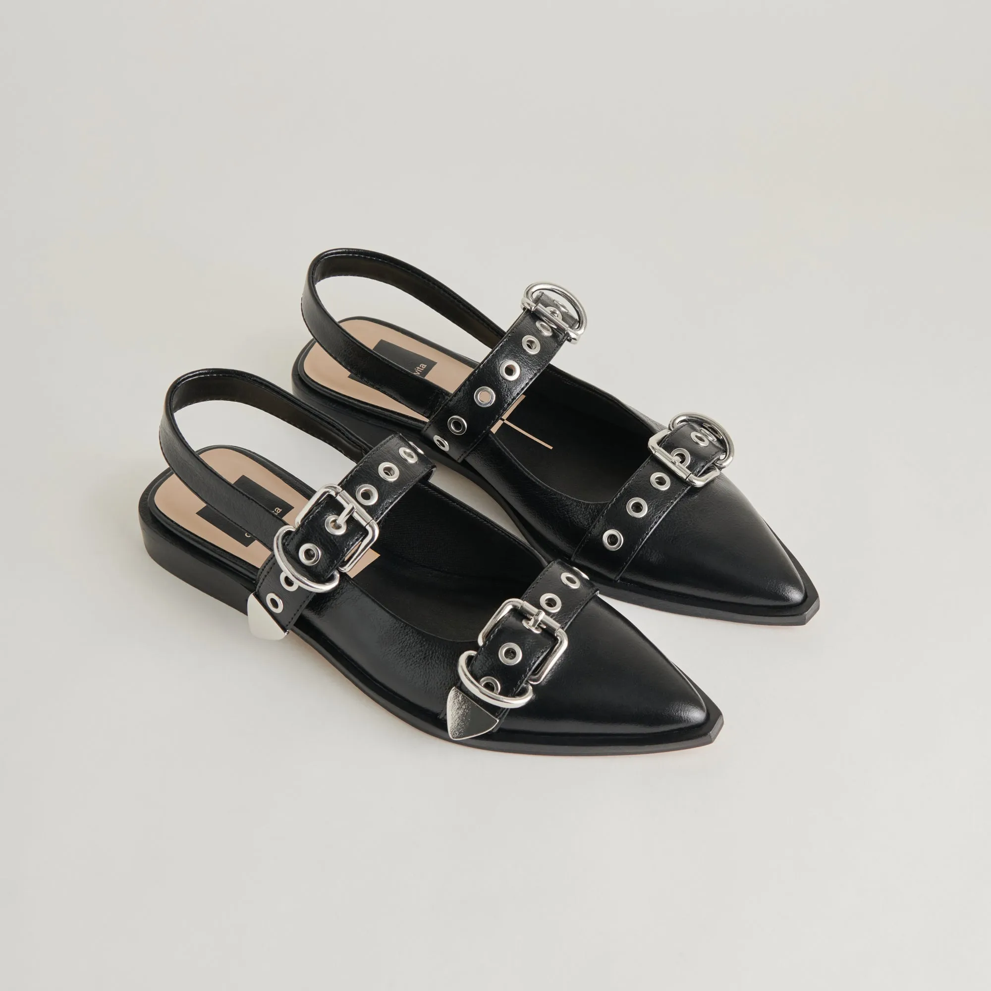 LABELL FLATS MIDNIGHT CRINKLE PATENT