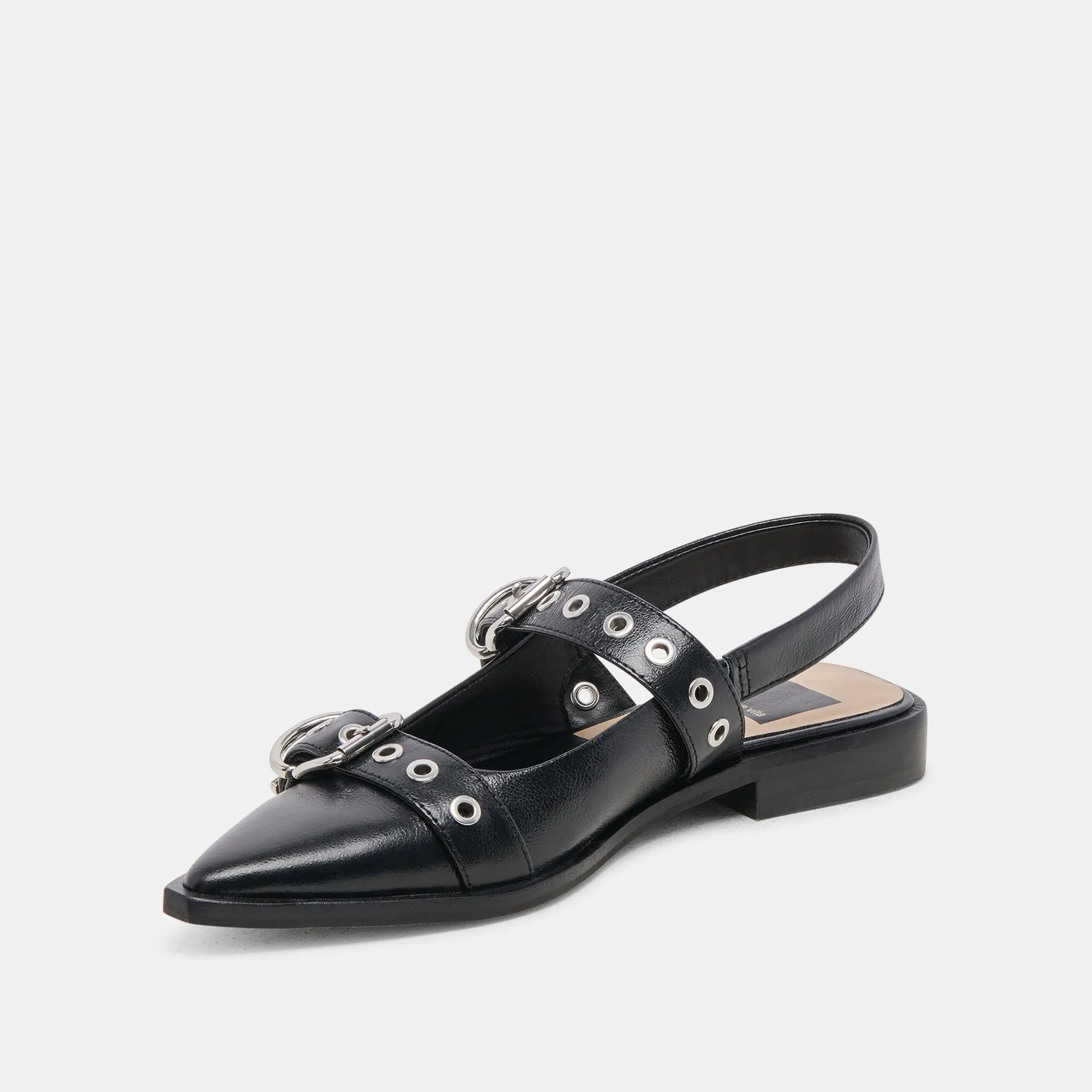 LABELL FLATS MIDNIGHT CRINKLE PATENT