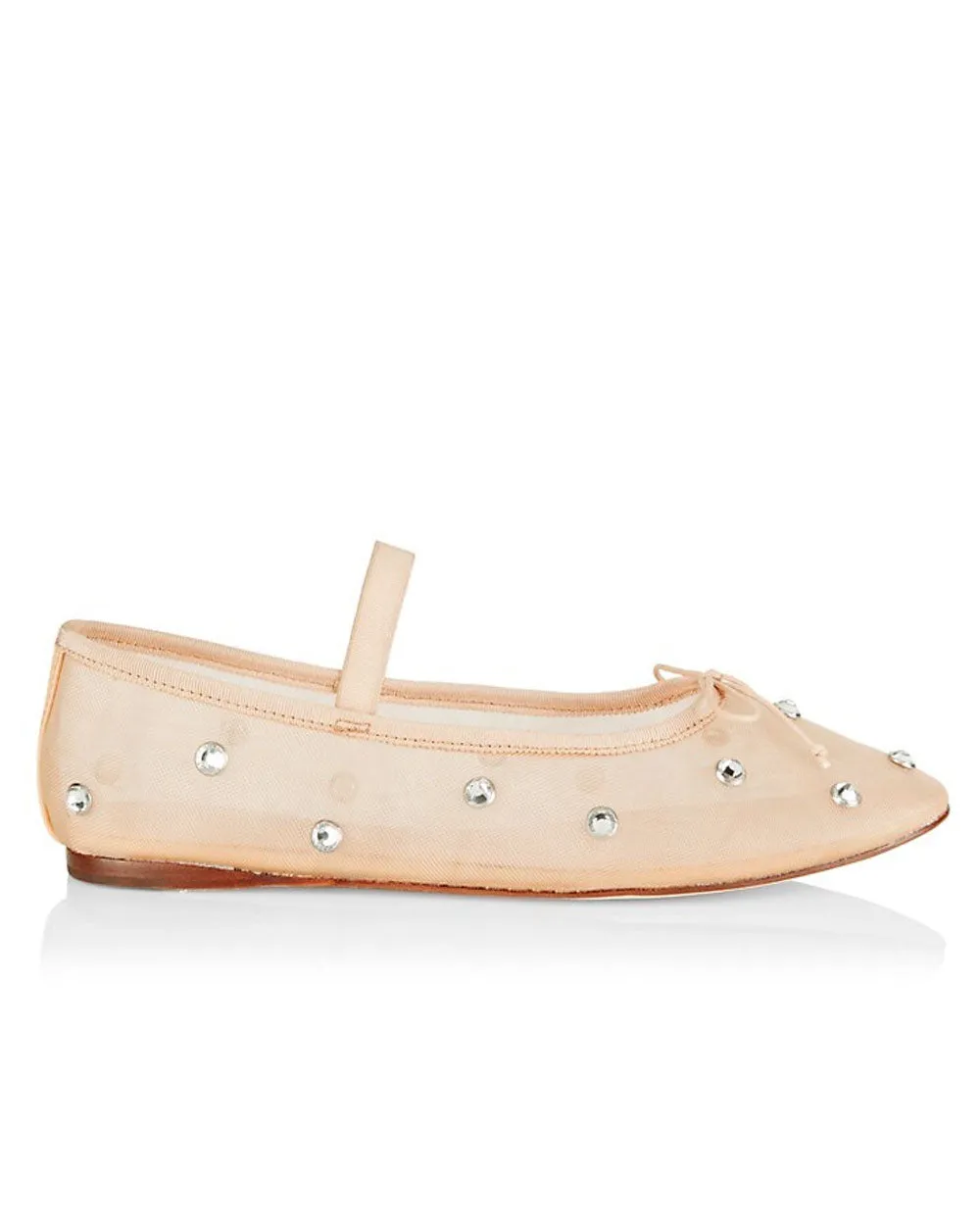 Leonie Cystal Mesh Ballet Flat in Cream