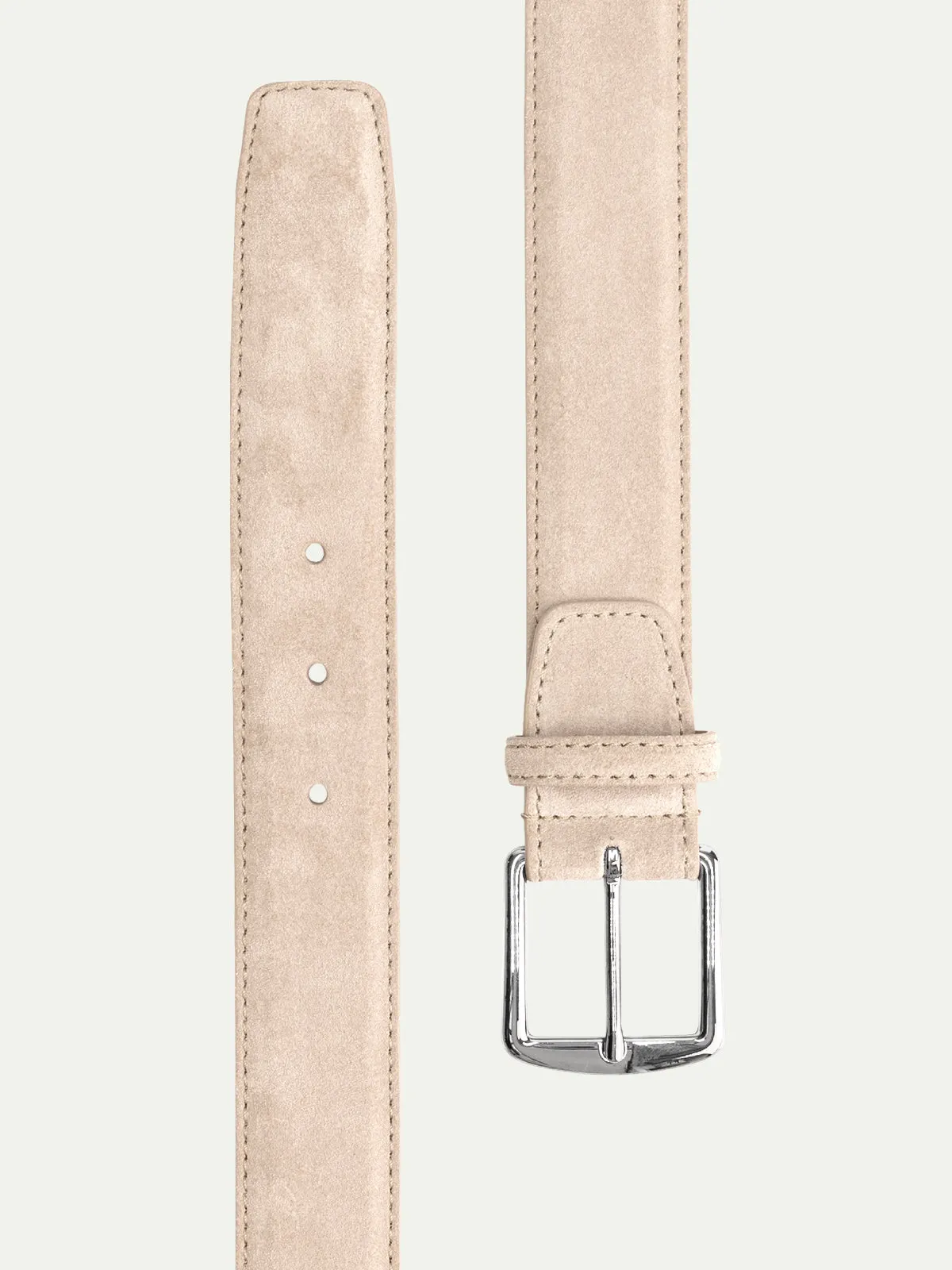 Light Beige Suede Leather Belt