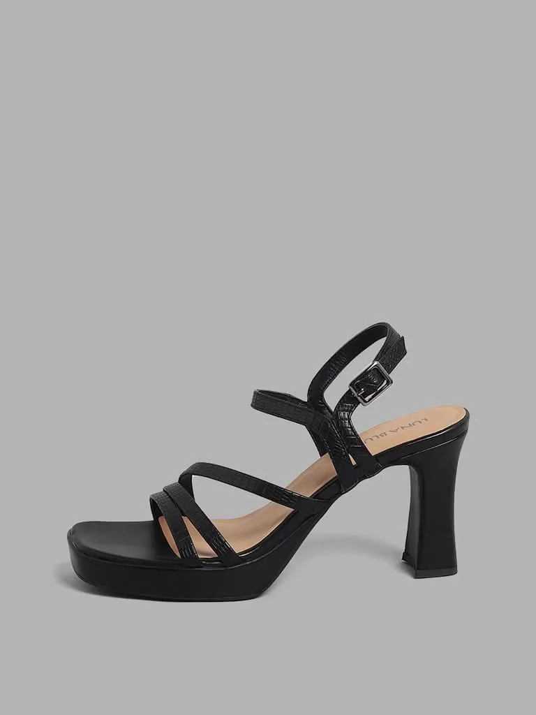 LUNA BLU Black Sling-Back Heels Sandals