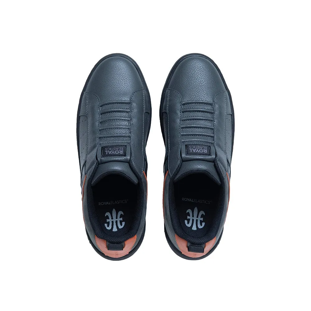 Men's Icon 2.0 Black Gray Orange Logo Leather Sneakers 06514-892