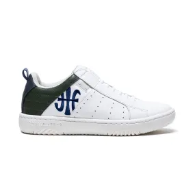 Men's Icon 2.0 White Blue Green Logo Leather Sneakers 06523-045