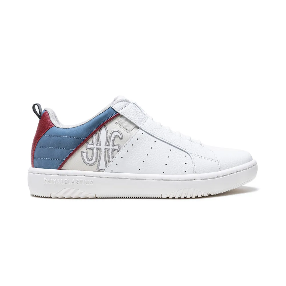 Men's Icon 2.0 White Blue Red Logo Leather Sneakers 06531-051