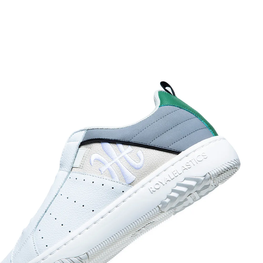 Men's Icon 2.0 White Gray Green Logo Leather Sneakers 06521-084