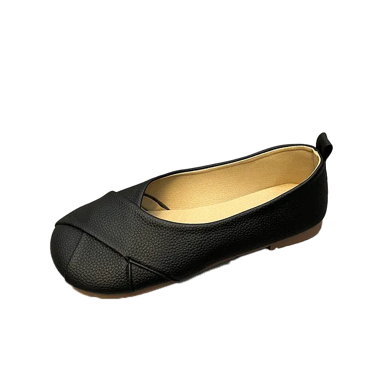 Merendy Flessibile Slip-on Leather Round Toe Cute Flats Loafers