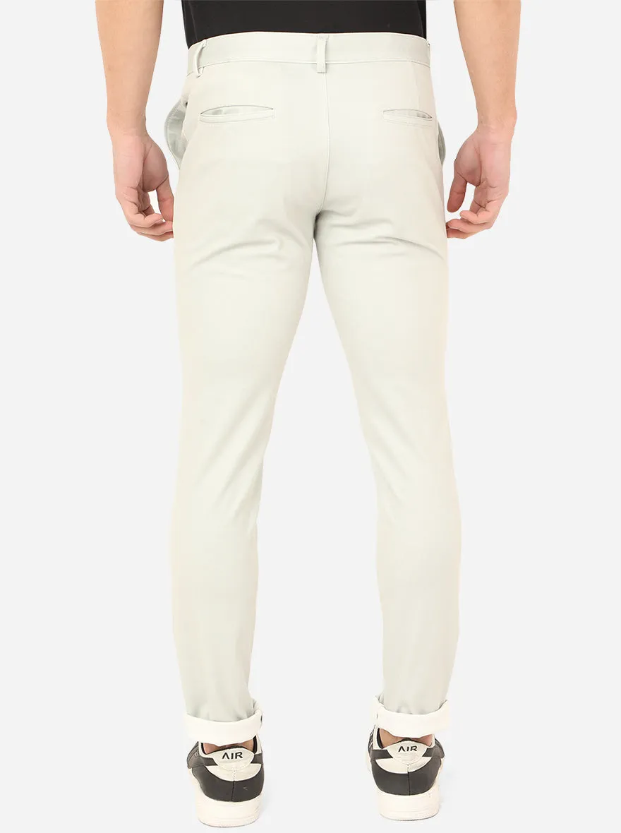 Off-White Solid Venice Fit Casual Trouser | JadeBlue