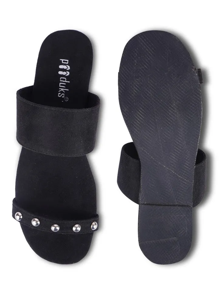 Paaduks Den Dual-Strap Vegan Suede Slides for Women