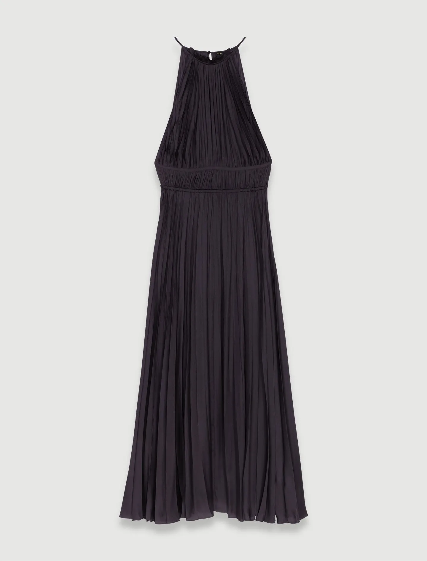 Pleated Satin Maxi Dress