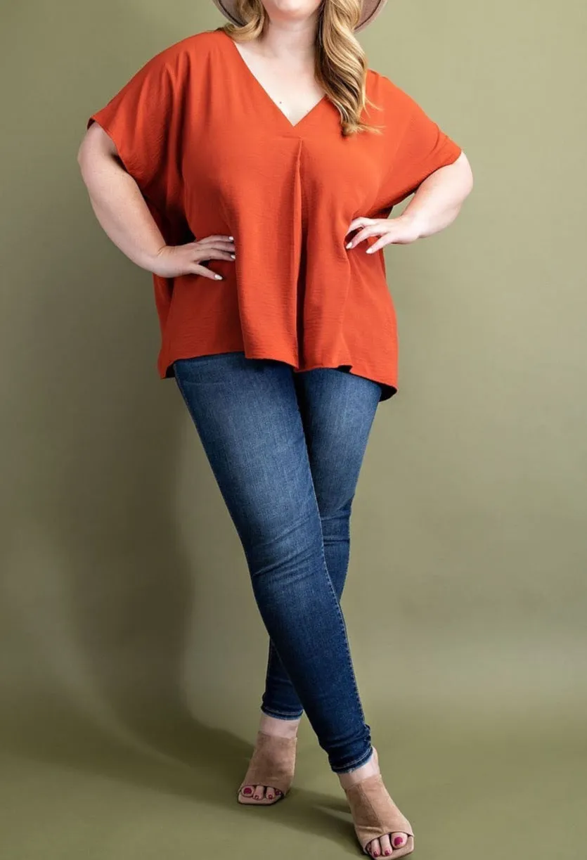 Plus Size Deep V-Neck Blouse