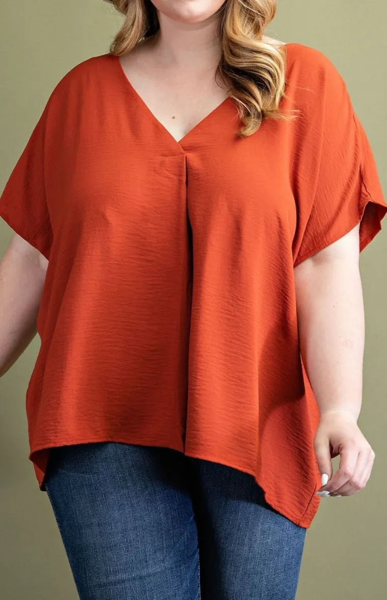 Plus Size Deep V-Neck Blouse