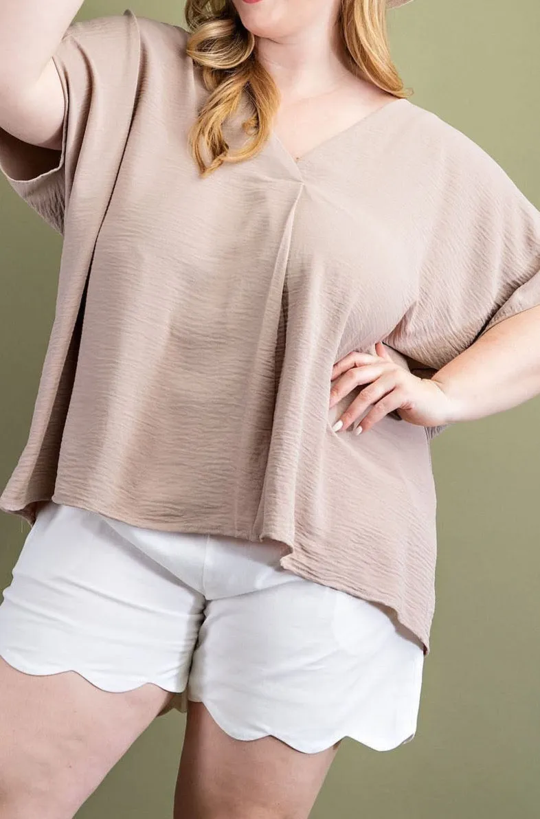 Plus Size Deep V-Neck Blouse