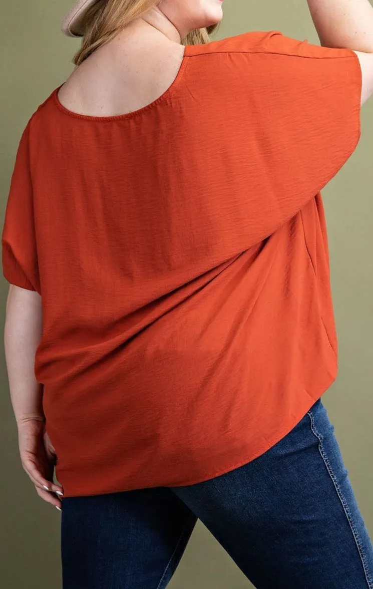 Plus Size Deep V-Neck Blouse