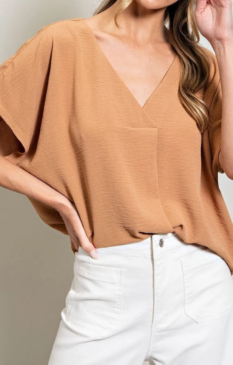 Plus Size Deep V-Neck Blouse