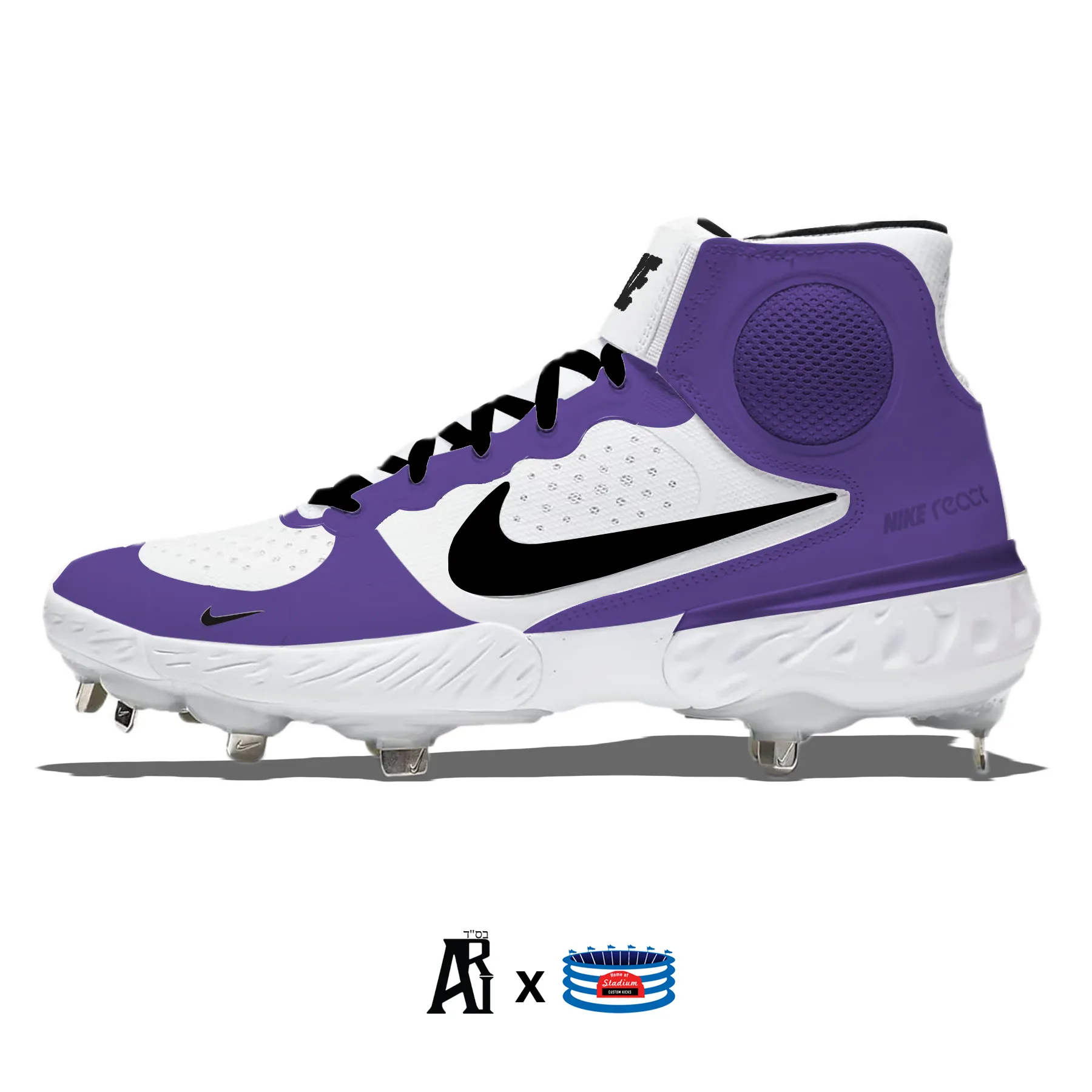 "Court Purple" Nike Alpha Huarache Elite 3 Mid Cleats by Stadium Custom Kicks