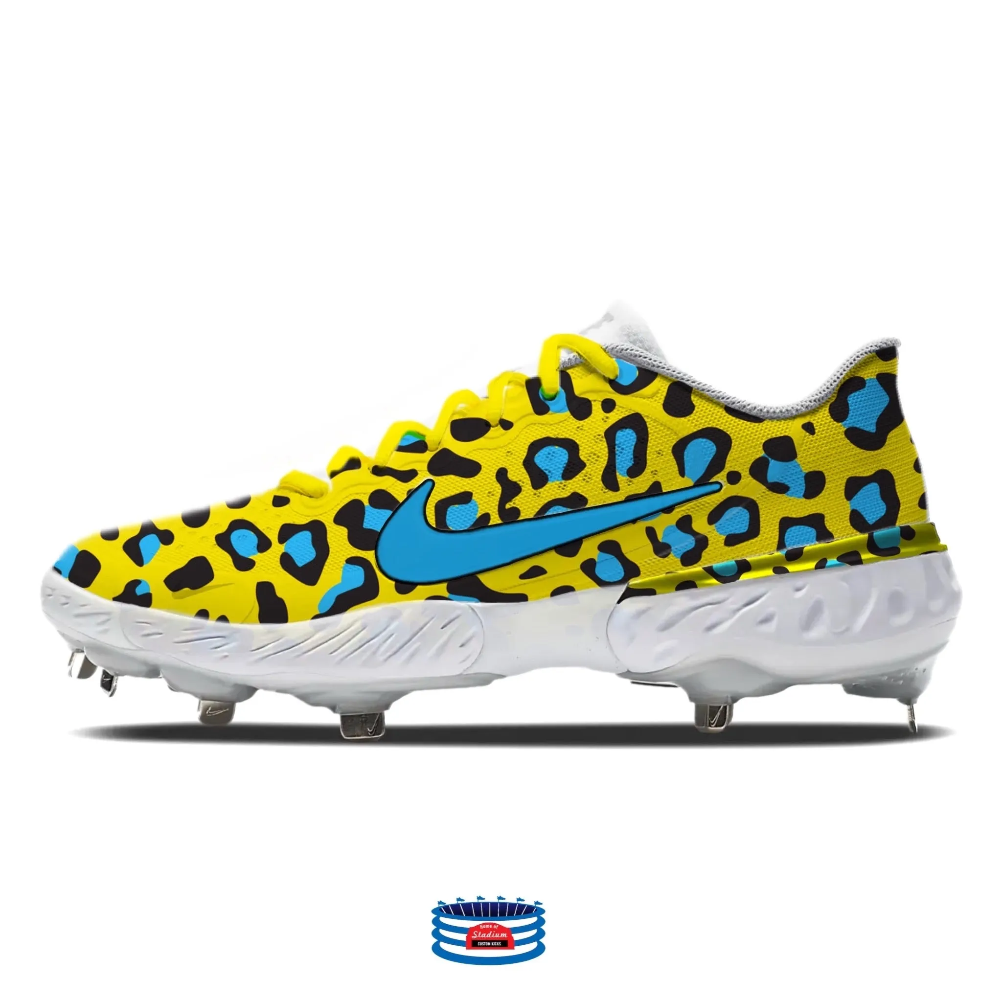 "Modern Cheetah" Nike Alpha Huarache Elite 3 Low Cleats by Stadium Custom Kicks