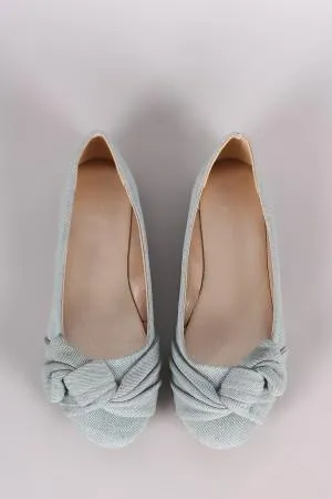 Qupid Denim Knotted Bow Ballet Flat