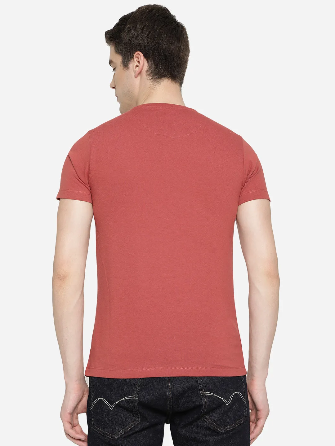 Red Solid Slim Fit T-Shirt | Greenfibre