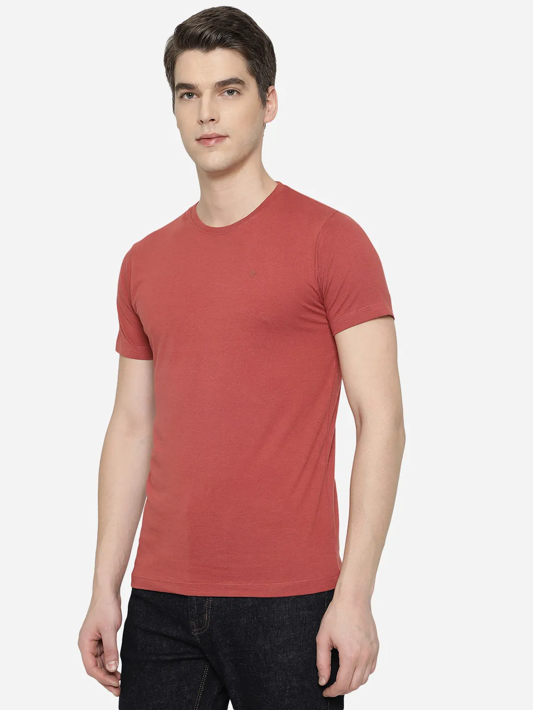 Red Solid Slim Fit T-Shirt | Greenfibre