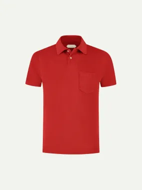 Red Terry Towelling Polo Shirt