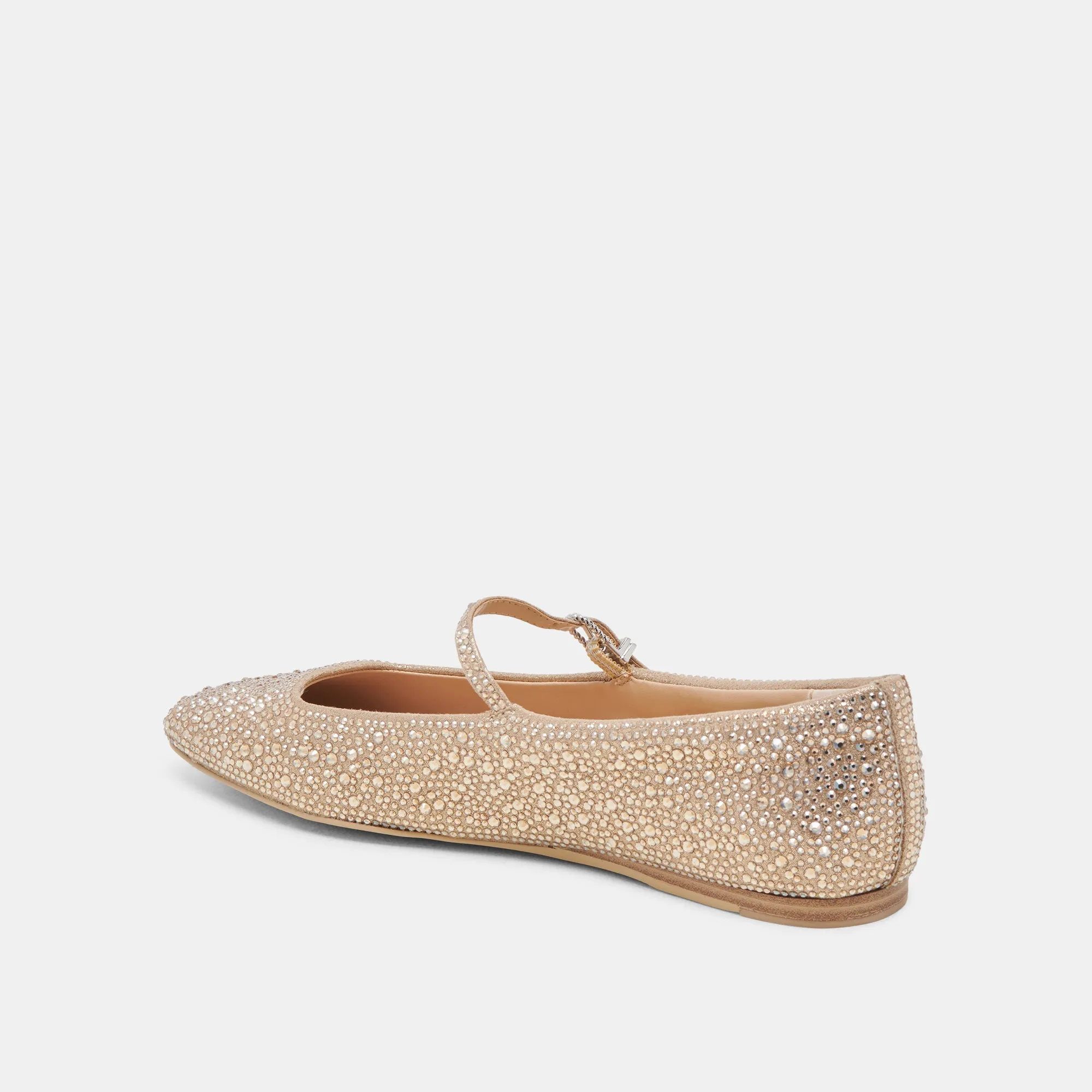 REYES CRYSTAL BALLET FLATS LIGHT GOLD CRYSTAL